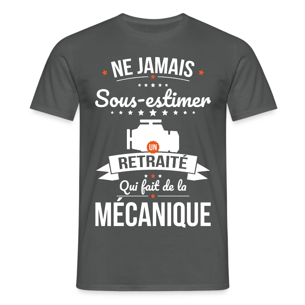 T-shirt Homme - Ne jamais sous-estimer un retraité qui fait de la mécanique - charbon