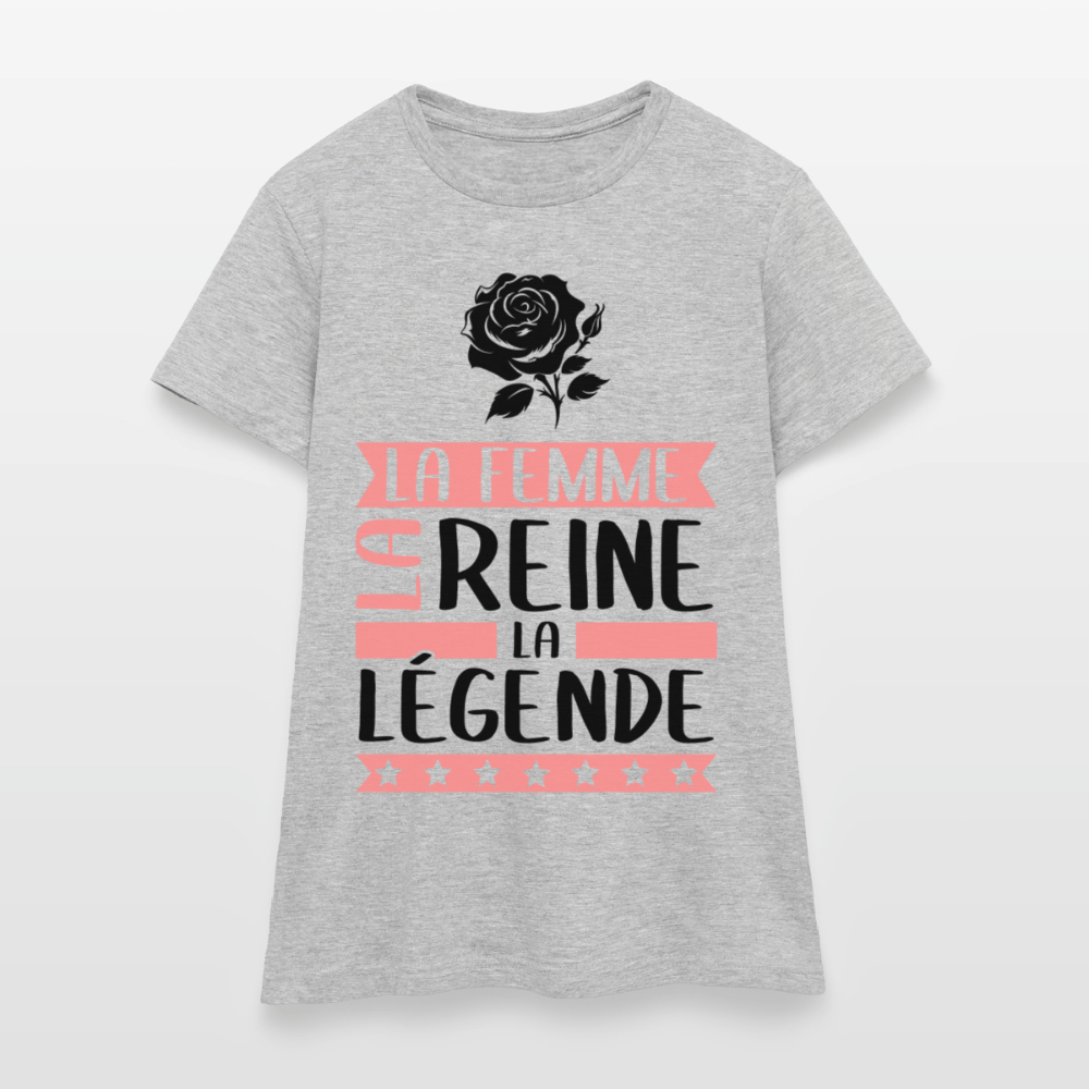 T-shirt femme coloris clair Rose rébus – La femme, la reine, la légende - gris chiné