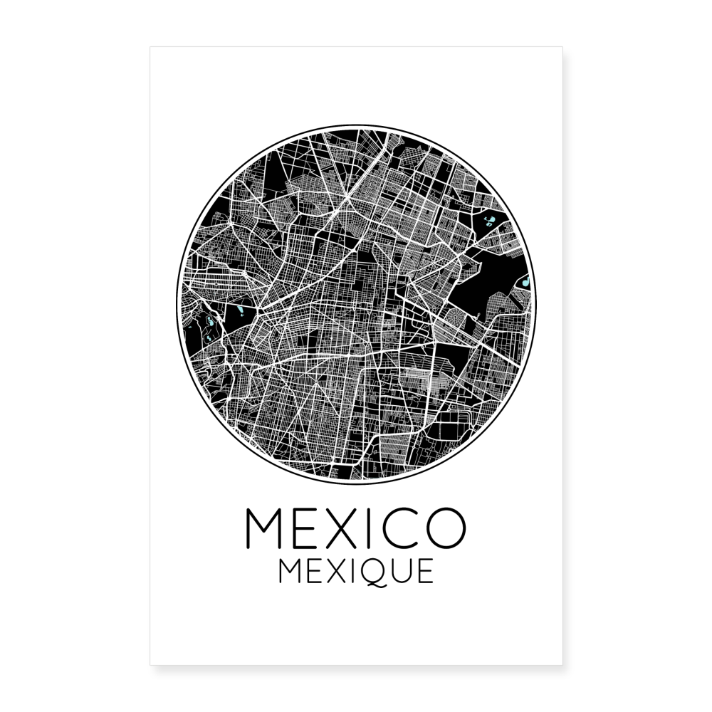 Poster Mexico - Plan Mexico - 60 x 90 cm - blanc
