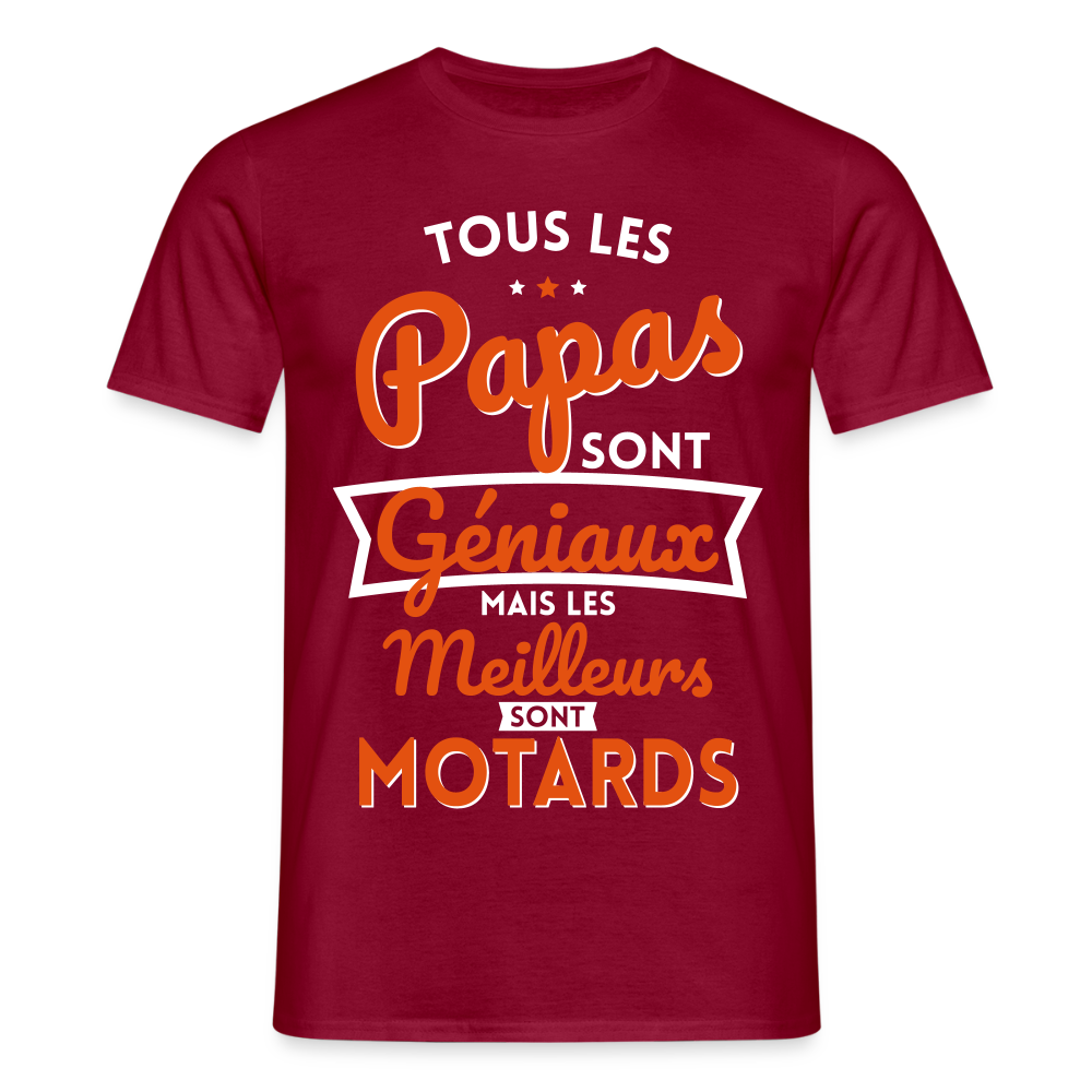 T-shirt Homme - Papas géniaux - Les meilleurs sont motards - rouge brique