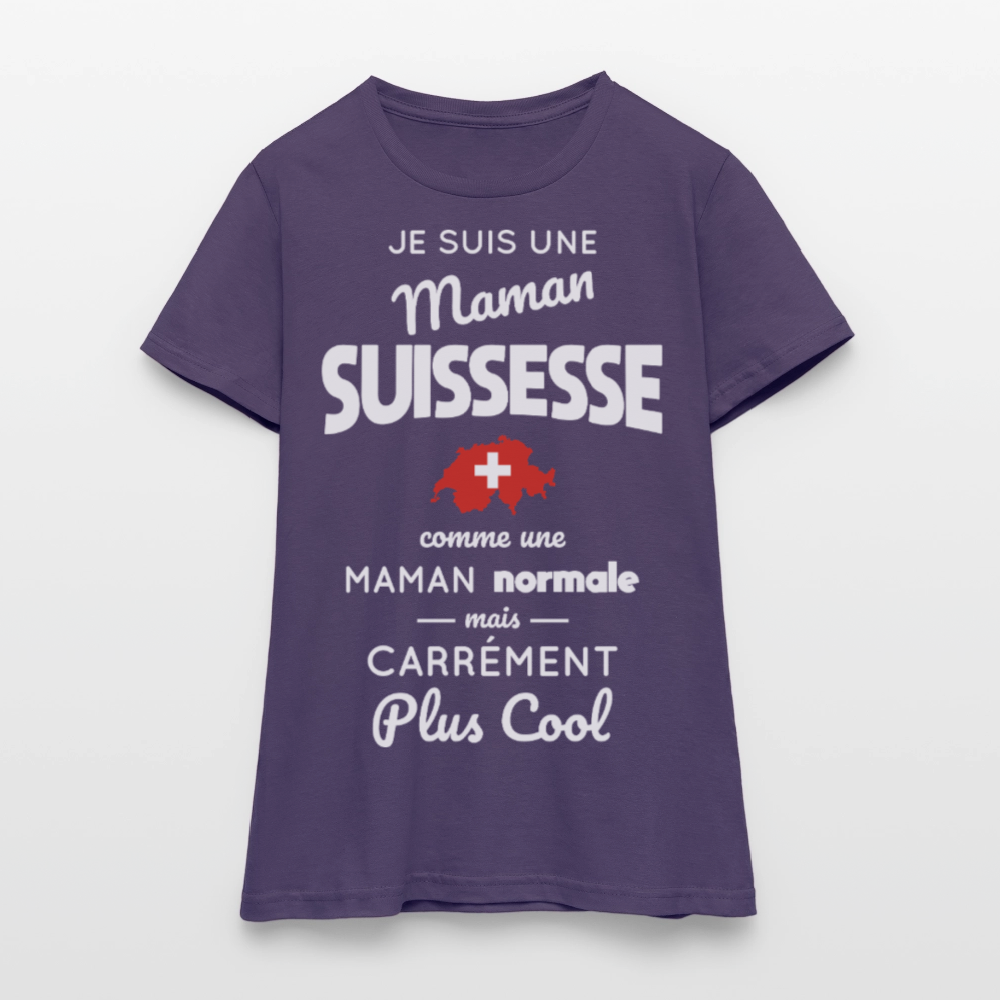 T-shirt Femme - Maman Suissesse plus cool - violet foncé