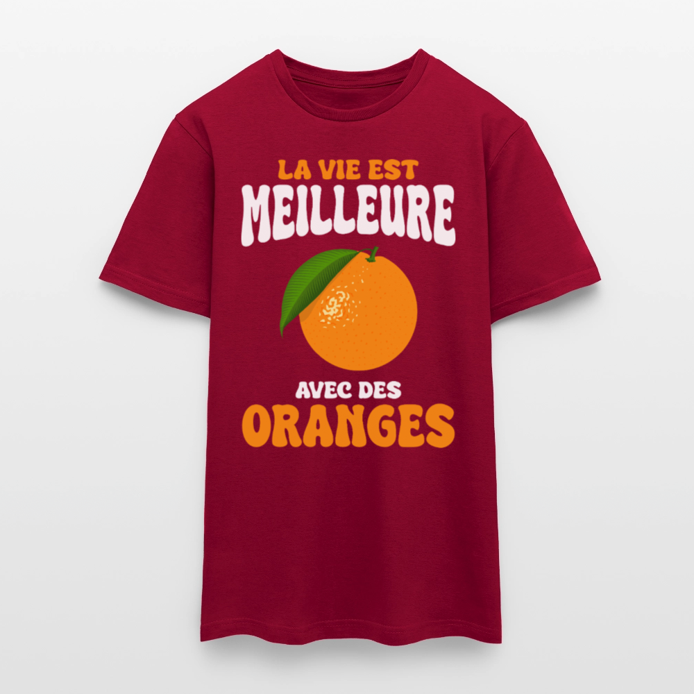 T-shirt Homme - La vie est meilleure avec des oranges - rouge brique