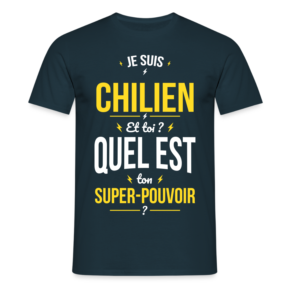 T-shirt Homme - Je suis Chilien - Super-pouvoir - marine