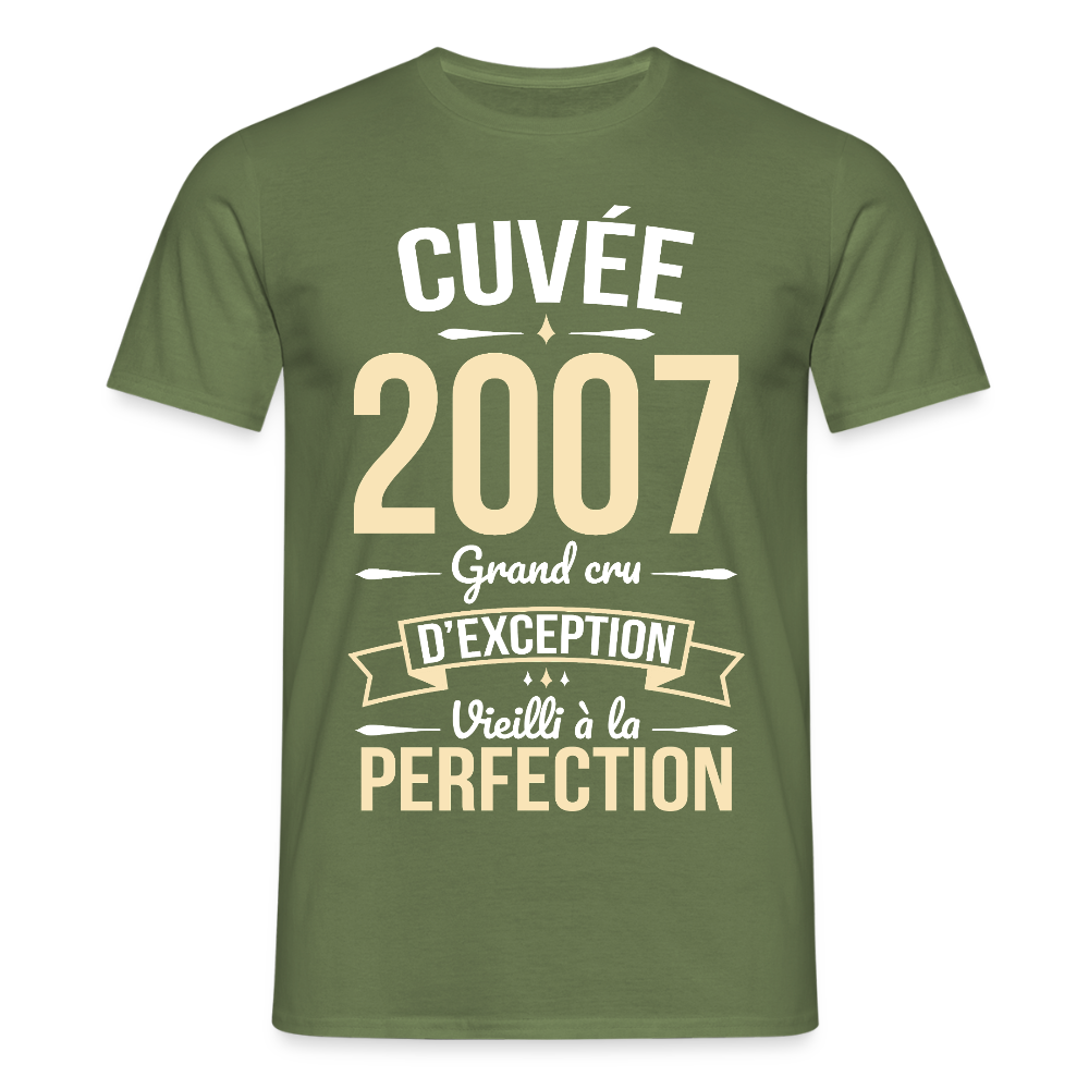 T-shirt Homme - Anniversaire 18 Ans - Cuvée 2007 - vert militaire
