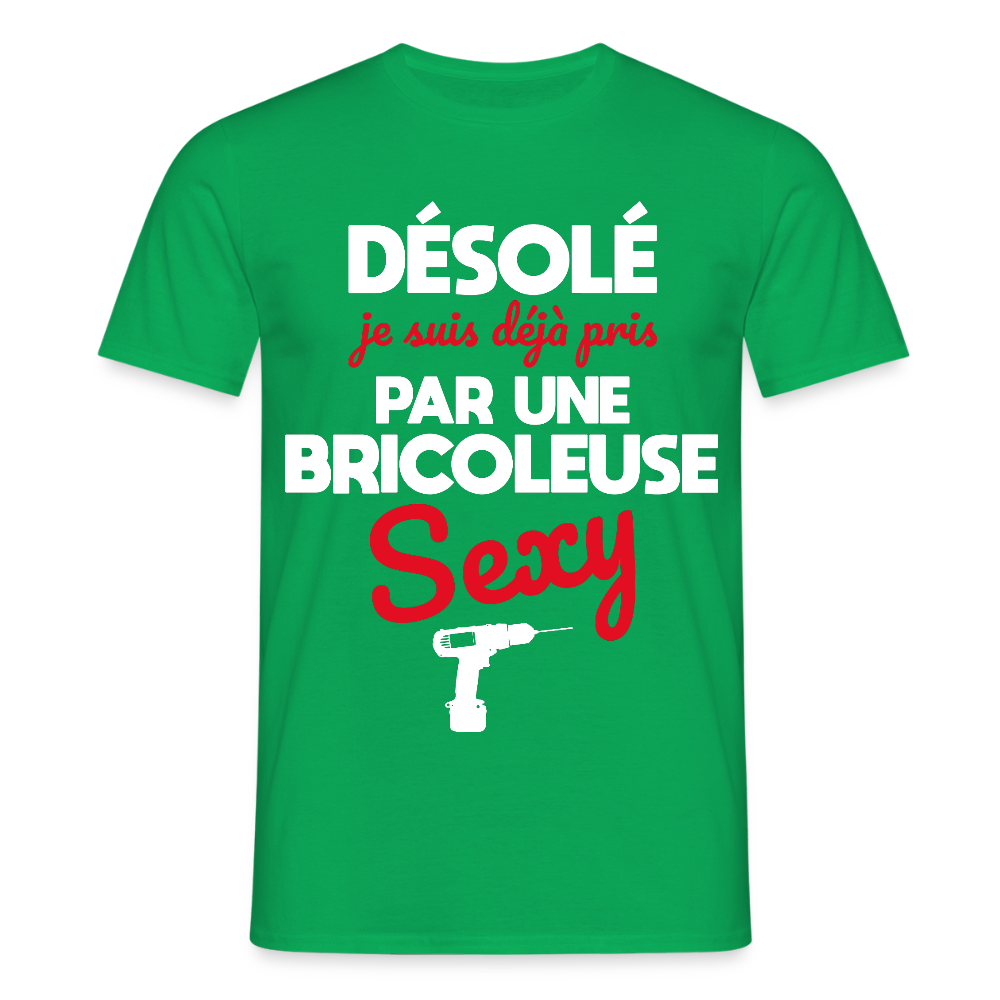 T-shirt Homme - Je suis pris par une bricoleuse sexy - vert