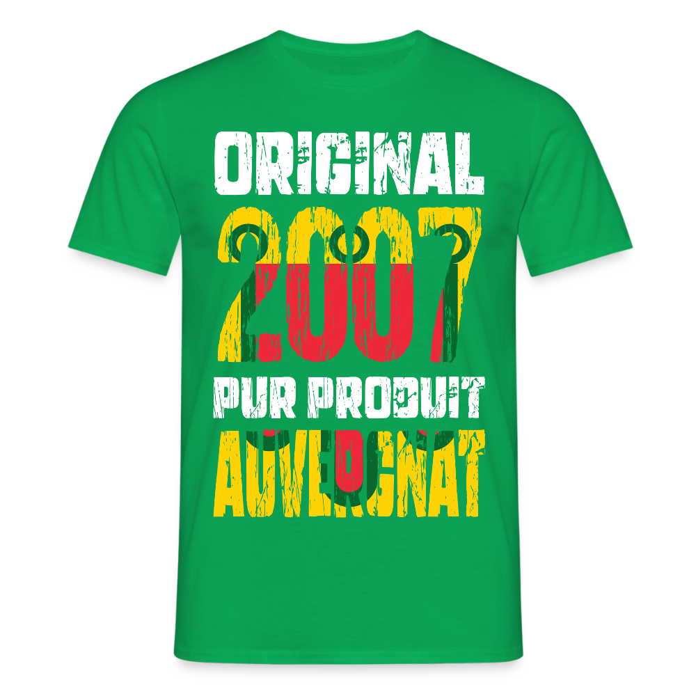 T-shirt Homme - Anniversaire 18 Ans - Original 2007 - Pur produit Auvergnat - vert