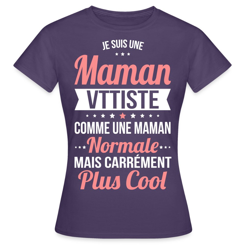 T-shirt Femme - Maman vttiste plus cool - violet foncé