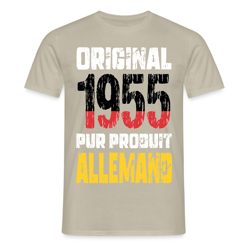 T-shirt Homme - Anniversaire 70 Ans - Original 1955 - Pur produit Allemand - beige sable