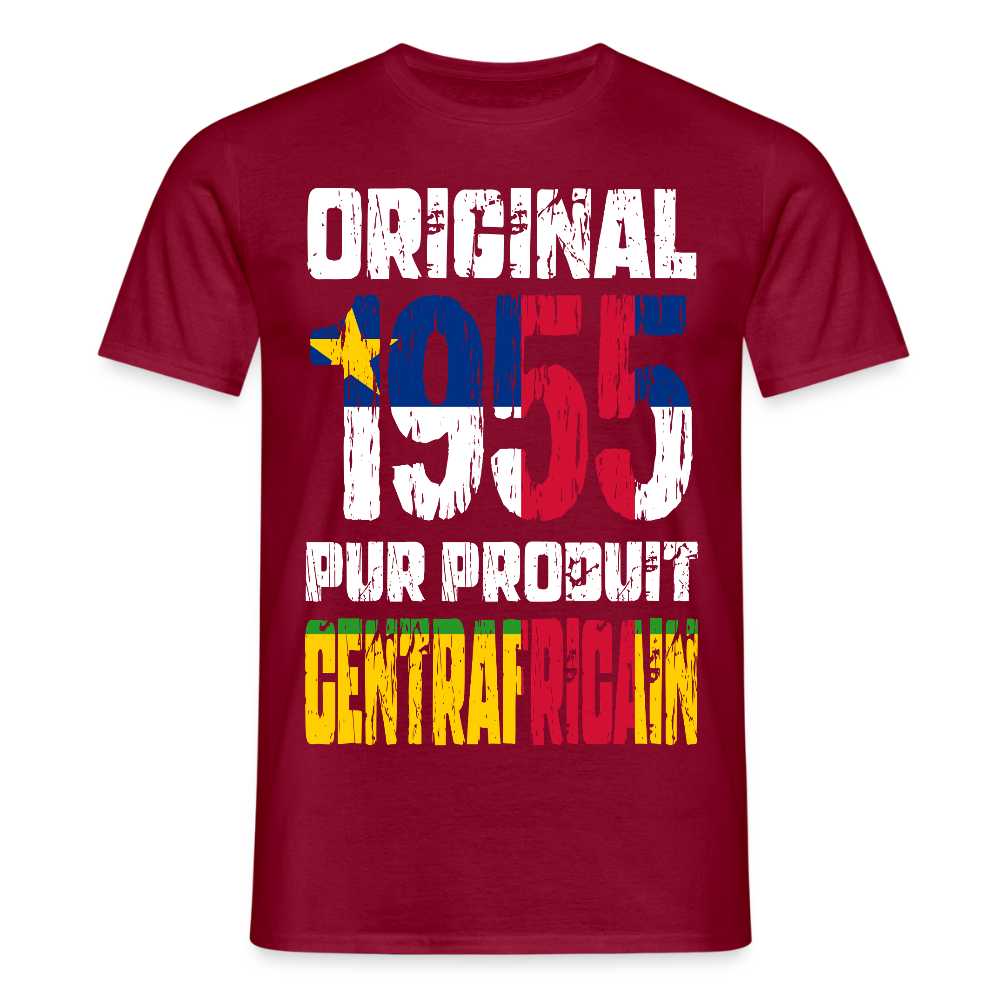 T-shirt Homme - Anniversaire 70 Ans - Original 1955 - Pur produit Centrafricain - rouge brique