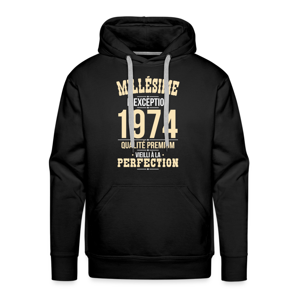 Sweat à capuche Premium Homme - Anniversaire 51 Ans - Millésime 1974 - noir