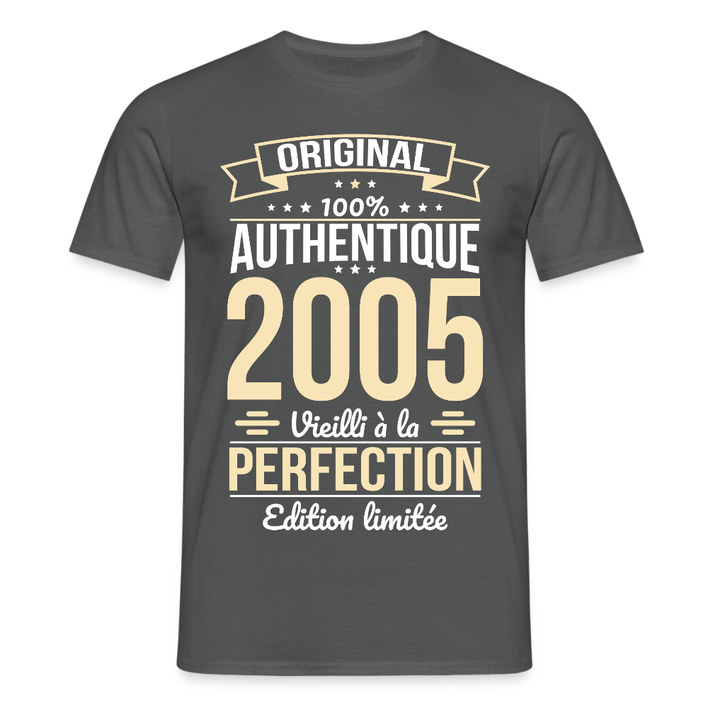 T-shirt Homme - Anniversaire 20 Ans - Original 2005 - charbon