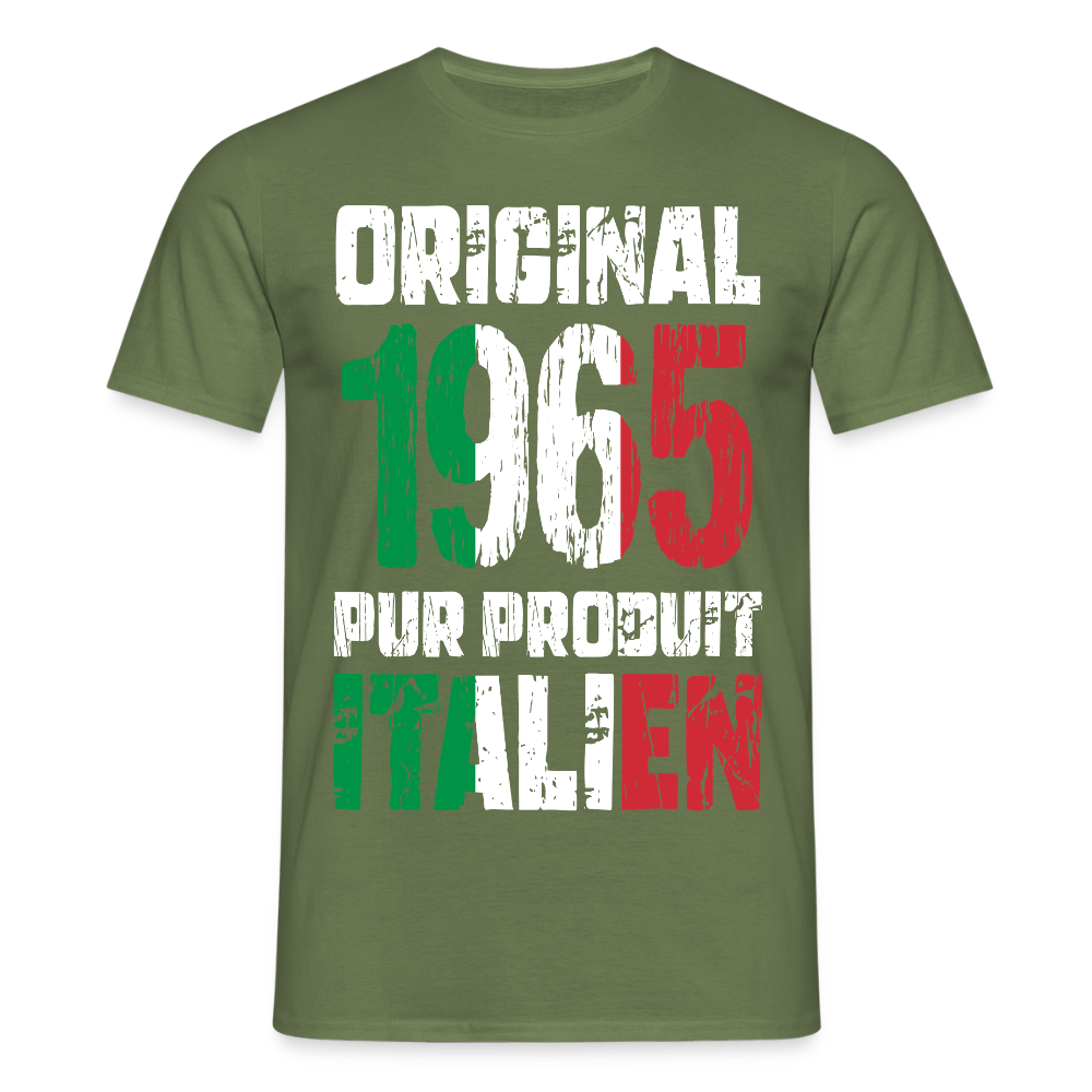 T-shirt Homme - Anniversaire 60 Ans - Original 1965 - Pur produit Italien - vert militaire