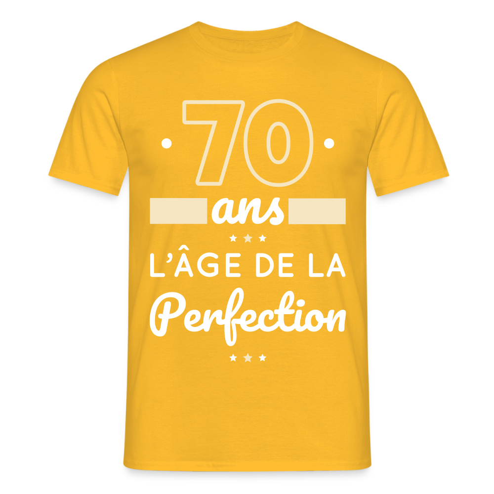 T-shirt Homme - 70 ans l'âge de la perfection - jaune