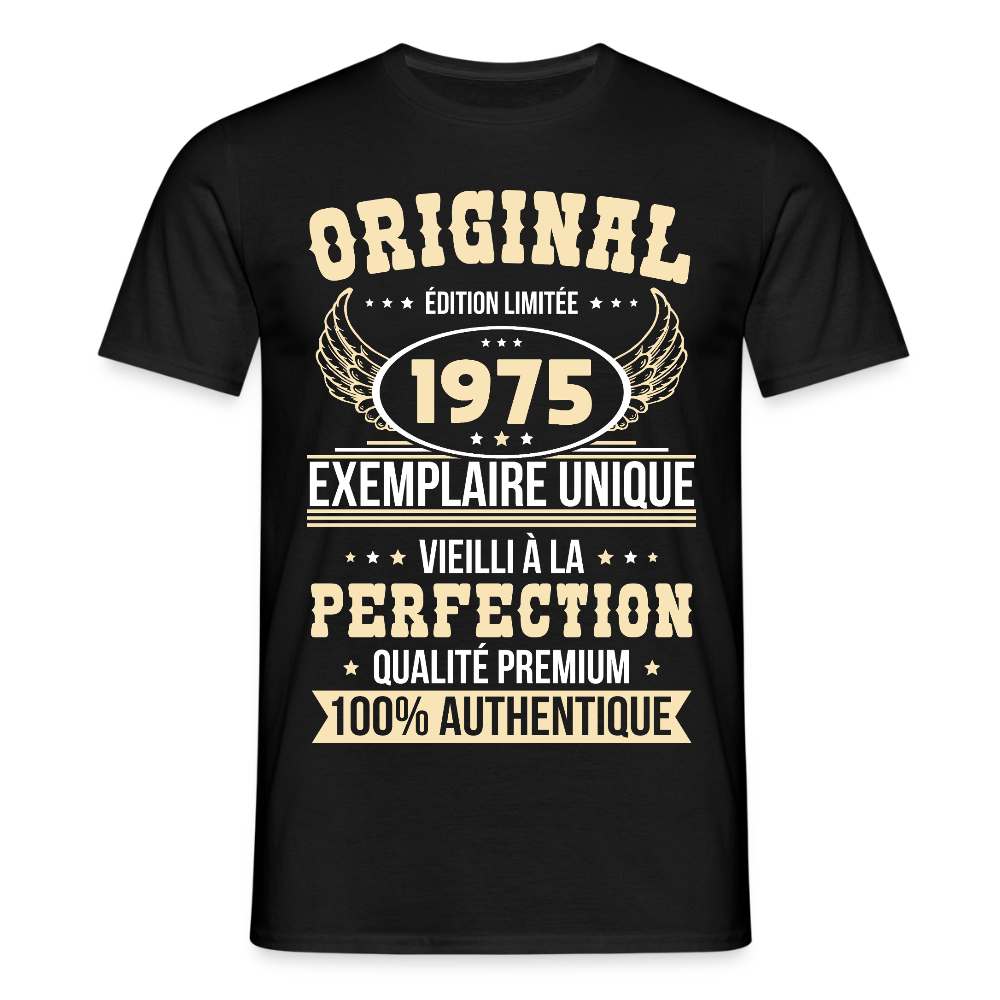 T-shirt Homme - Anniversaire 50 Ans - Original 1975 - noir