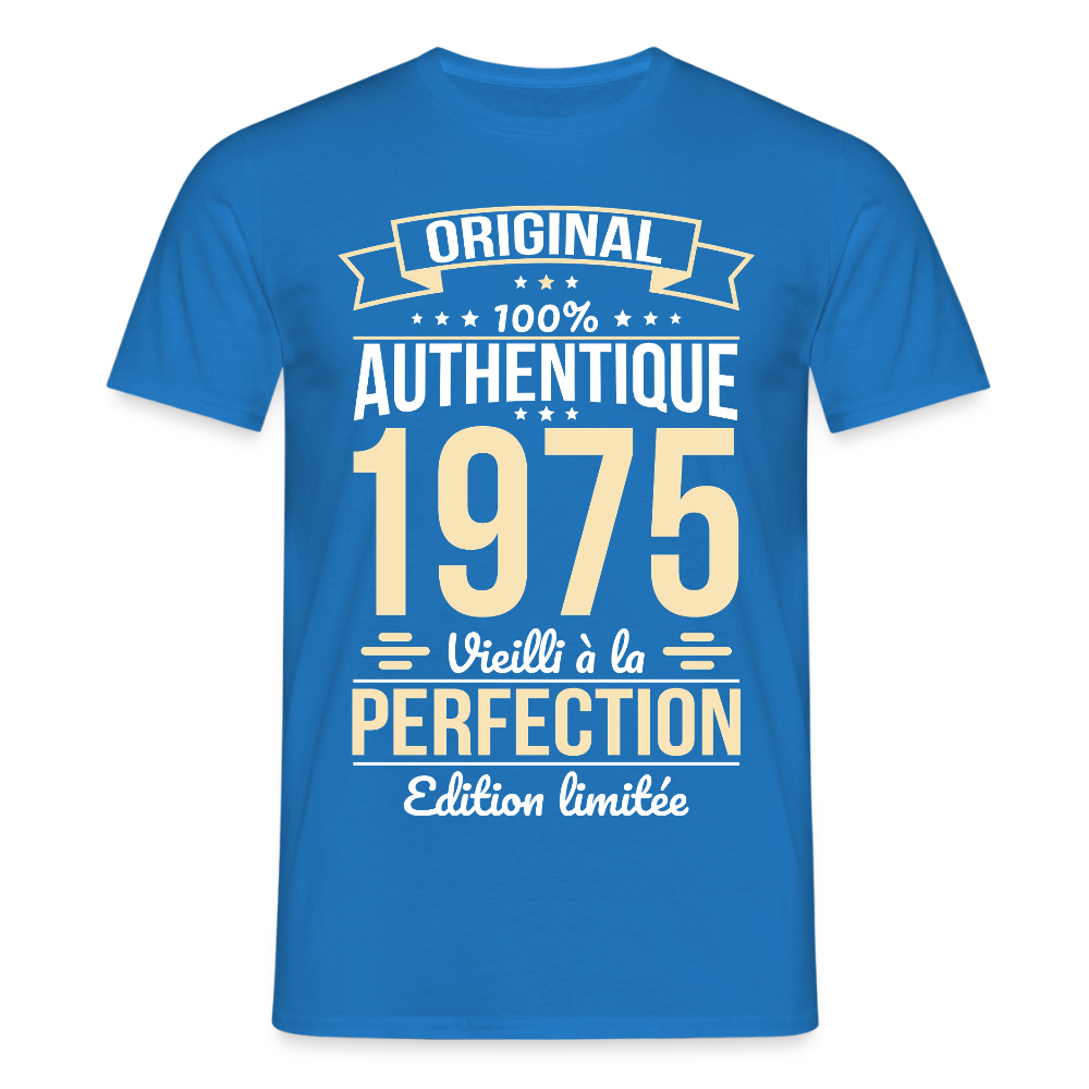 T-shirt anniversaire homme 50 ans – Original 1975 - bleu royal