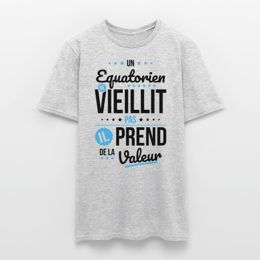 T-shirt Homme - Un Equatorien ne vieillit pas - gris chiné