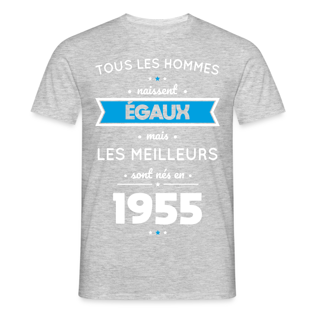 T-shirt Homme - Anniversaire 70 Ans - Les meilleurs sont nés en 1955 - gris chiné