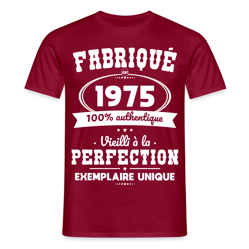 T-shirt Homme - Anniversaire 50 Ans - Fabriqué en 1975 - rouge brique
