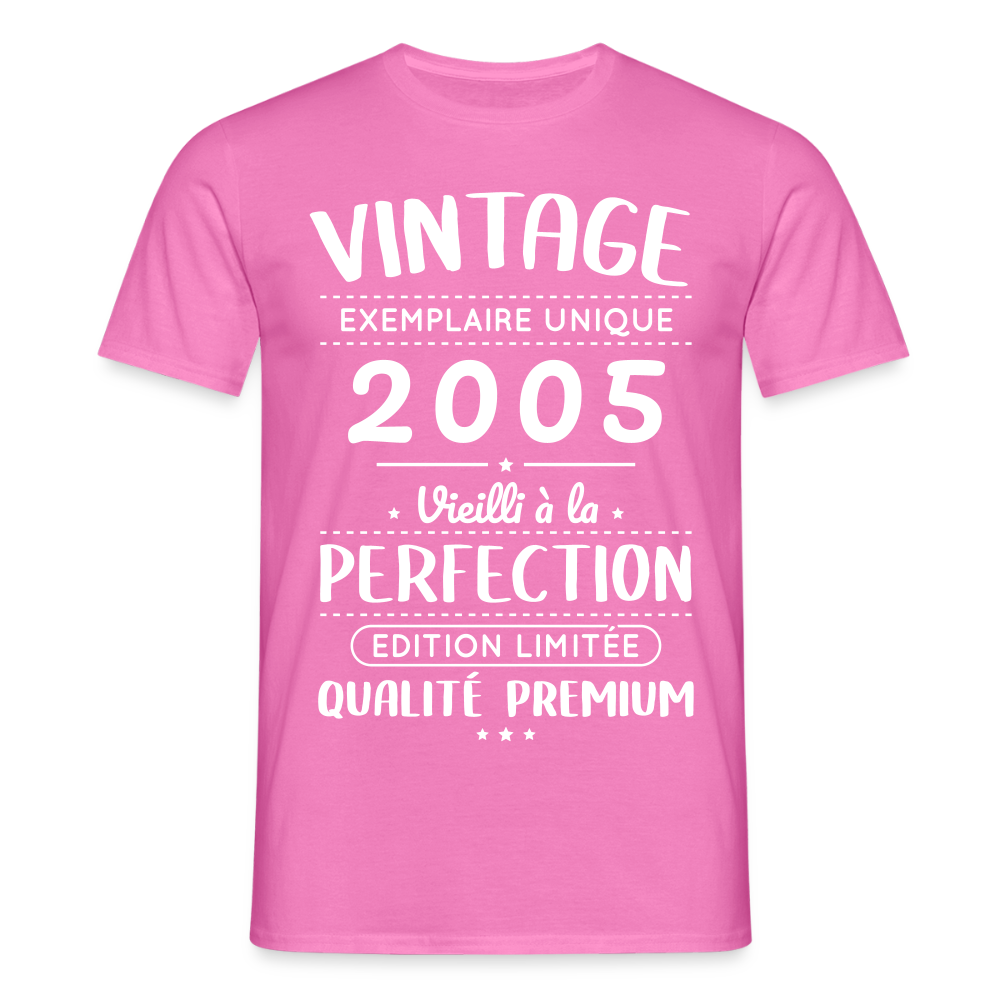 T-shirt Homme - Anniversaire 20 Ans - Vintage 2005 - rose
