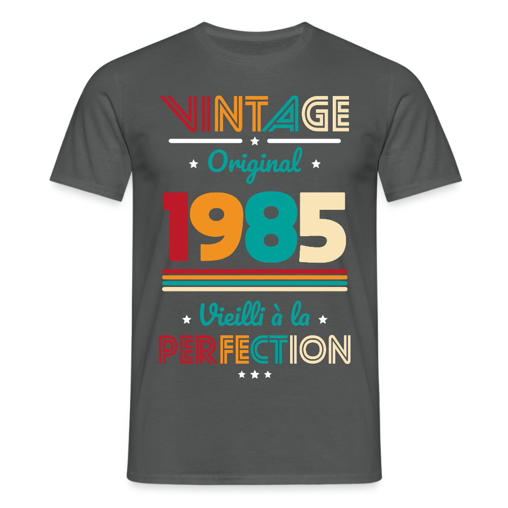 T-shirt Homme - Anniversaire 40 Ans - Vintage Original 1985 - charbon