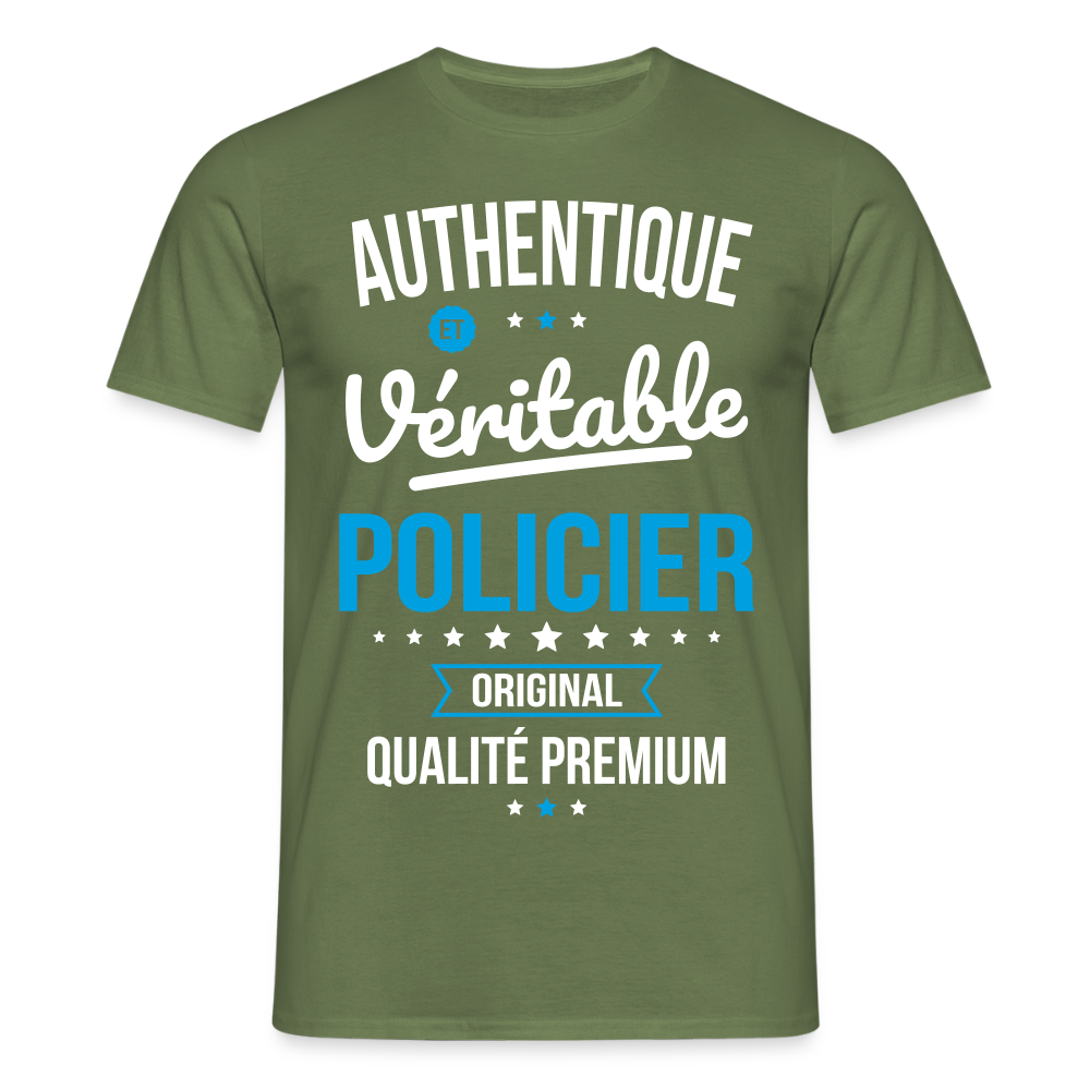 T-shirt Homme - Authentique et véritable Policier - vert militaire