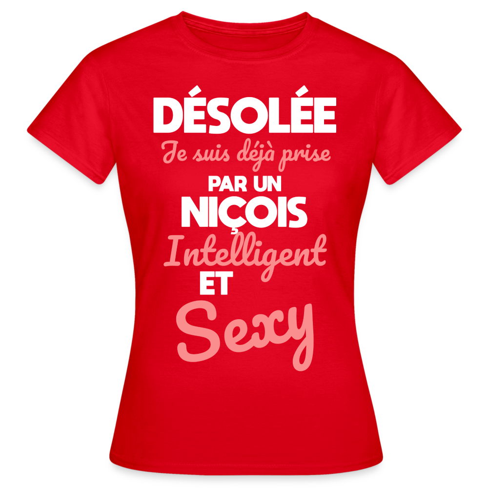 T-shirt Femme - Je suis déjà prise par un Niçois intelligent et sexy - rouge