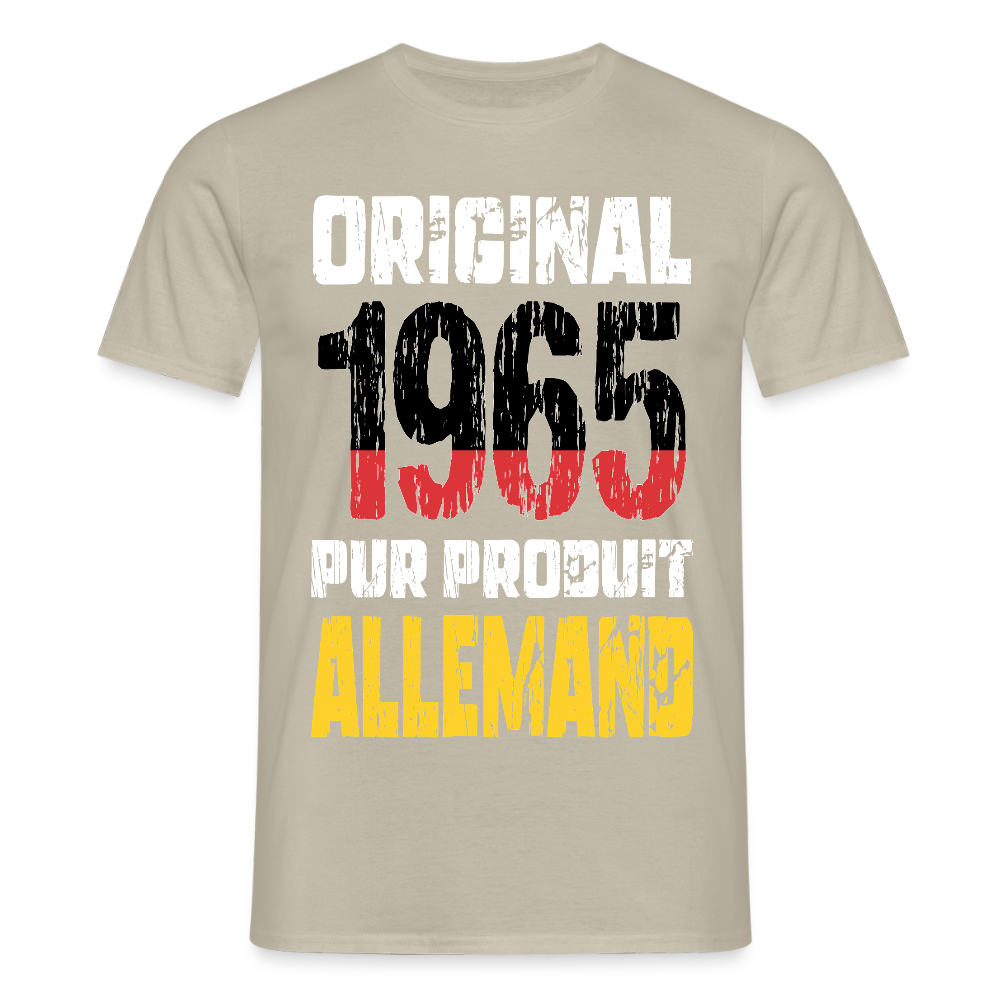 T-shirt Homme - Anniversaire 60 Ans - Original 1965 - Pur produit Allemand - beige sable
