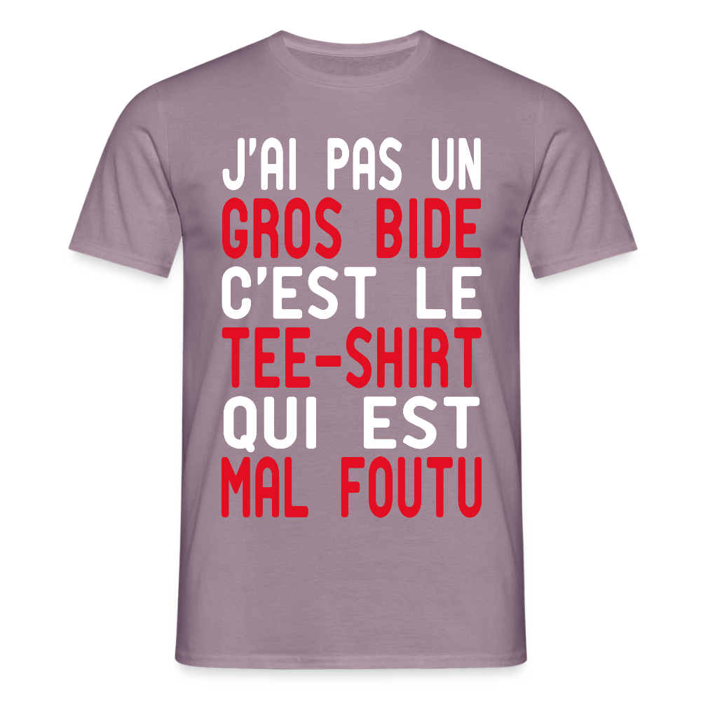 T-shirt Homme - J'ai pas un gros bide - Cadeau Humour - mauve gris