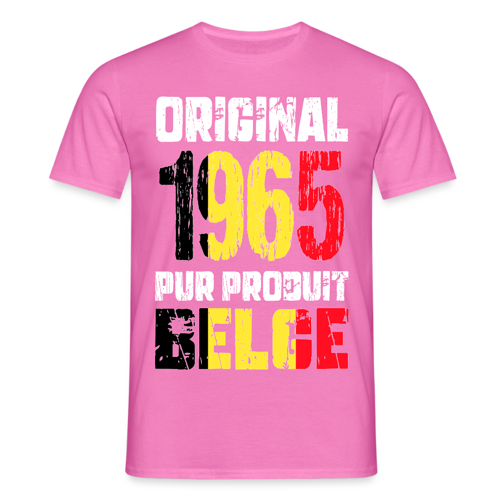 T-shirt Homme - Anniversaire 60 Ans - Original 1965 - Pur produit Belge - rose