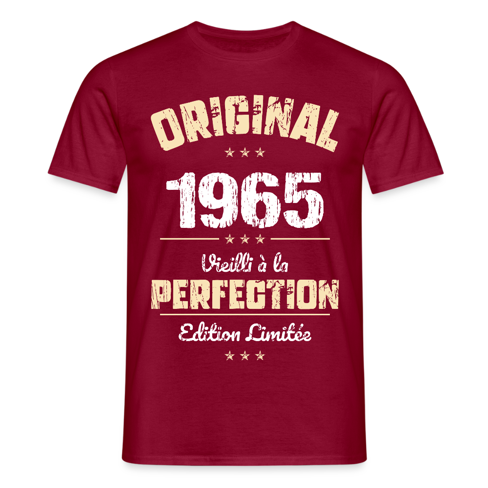 T-shirt Homme - Anniversaire 60 Ans - Original 1965 - rouge brique