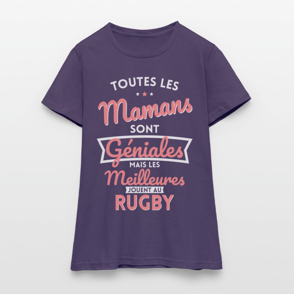 T-shirt Femme - Mamans géniales - Les meilleures jouent au rugby - violet foncé