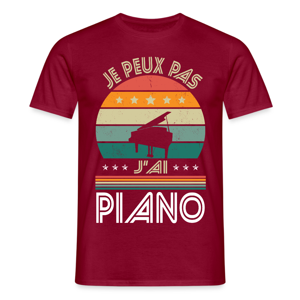 T-shirt Homme - Je peux pas j'ai Piano - rouge brique