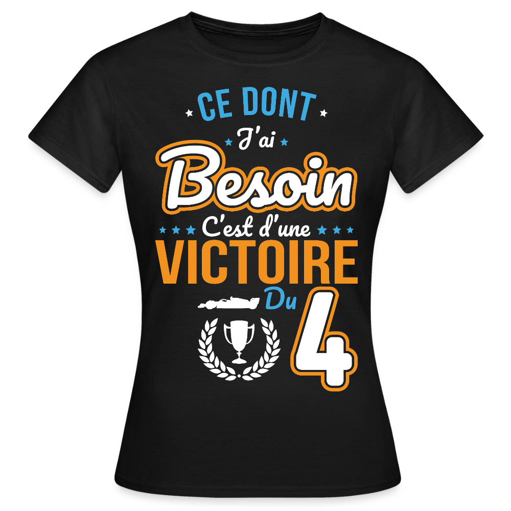 T-shirt Femme - Ce dont j'ai besoin c'est d'une victoire du 4 - noir