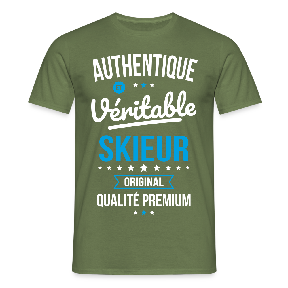 T-shirt Homme - Authentique et véritable Skieur - vert militaire