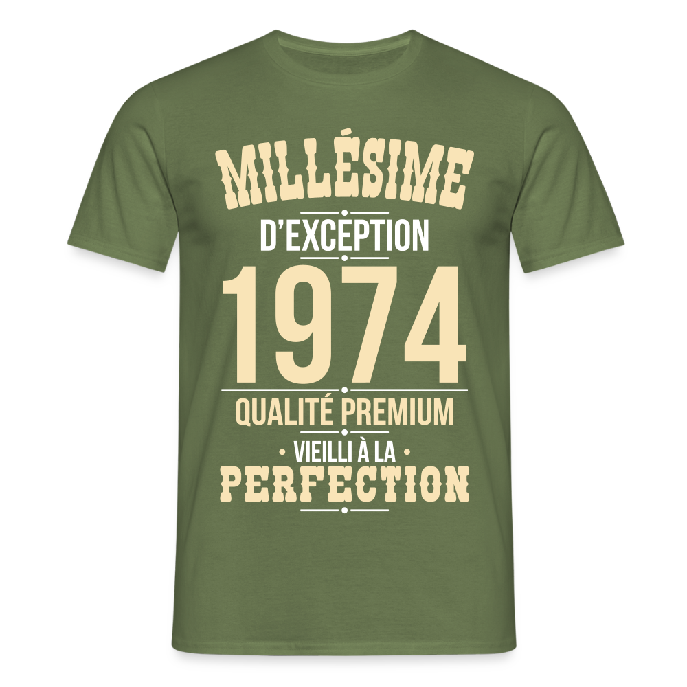 T-shirt Homme - Anniversaire 51 Ans - Millésime 1974 - vert militaire
