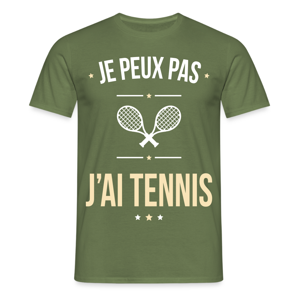 T-shirt Homme - Je peux pas j'ai Tennis - vert militaire