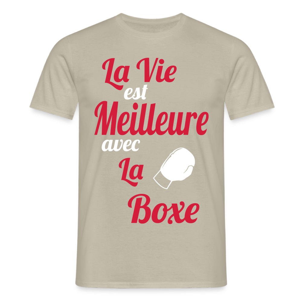 T-shirt Homme - La vie est meilleure avec la Boxe - beige sable