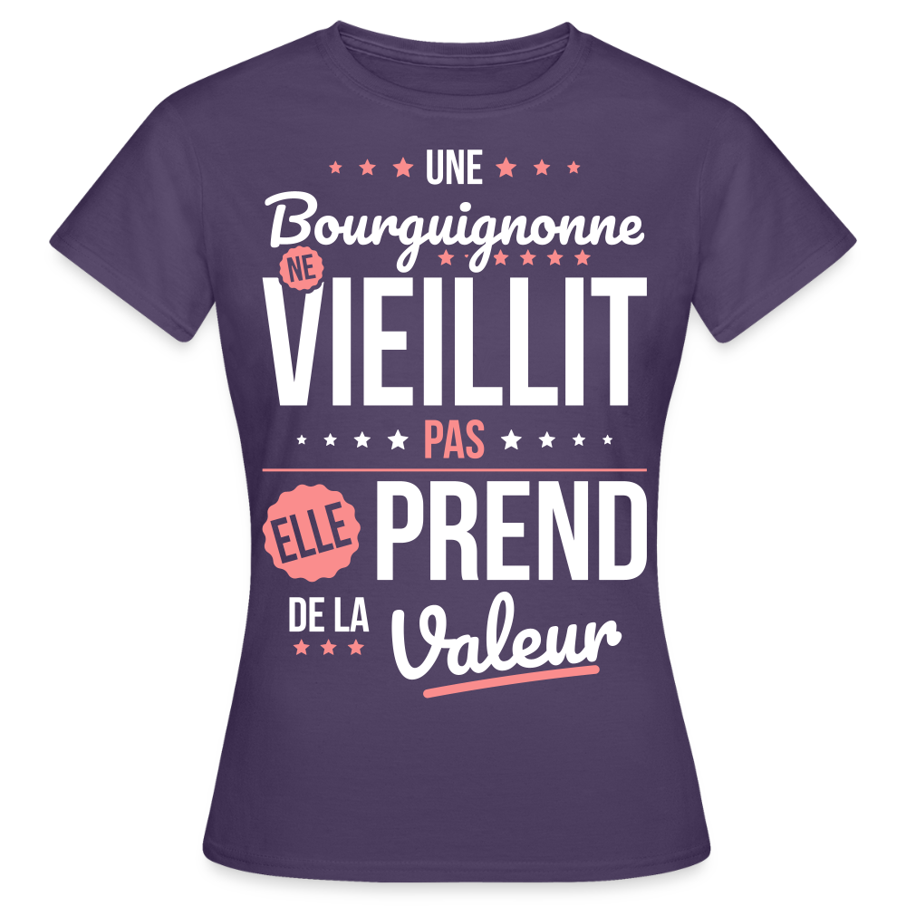 T-shirt Femme - Une Bourguignonne ne vieillit pas - violet foncé