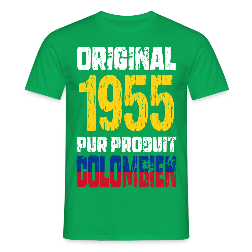 T-shirt Homme - Anniversaire 70 Ans - Original 1955 - Pur produit Colombien - vert