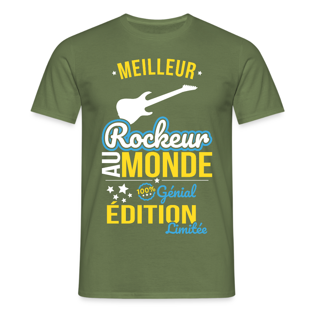 T-shirt Homme - Meilleur Rockeur au monde - 100% génial - vert militaire