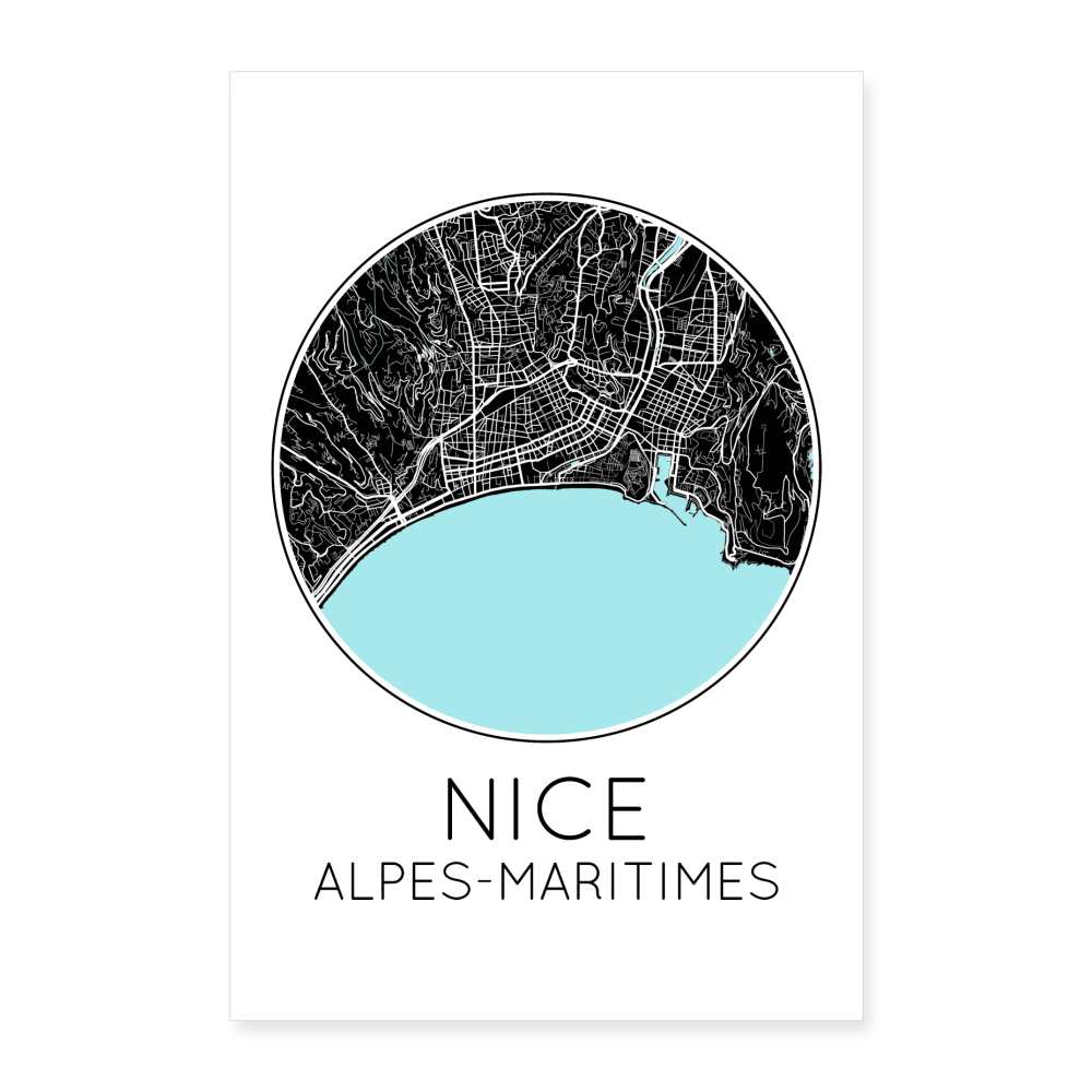 Poster Nice - Plan Nice - 40 x 60 cm - blanc