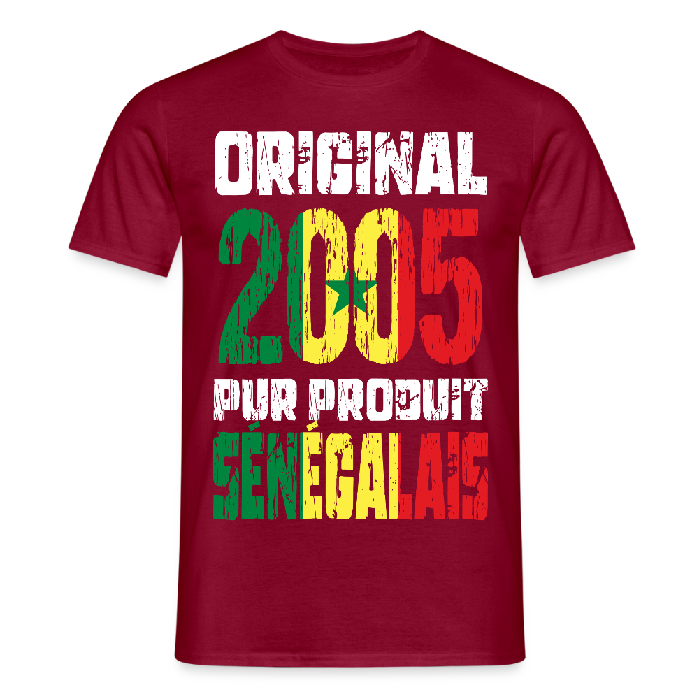 T-shirt Homme - Anniversaire 20 Ans - Original 2005 - Pur produit Sénégalais - rouge brique