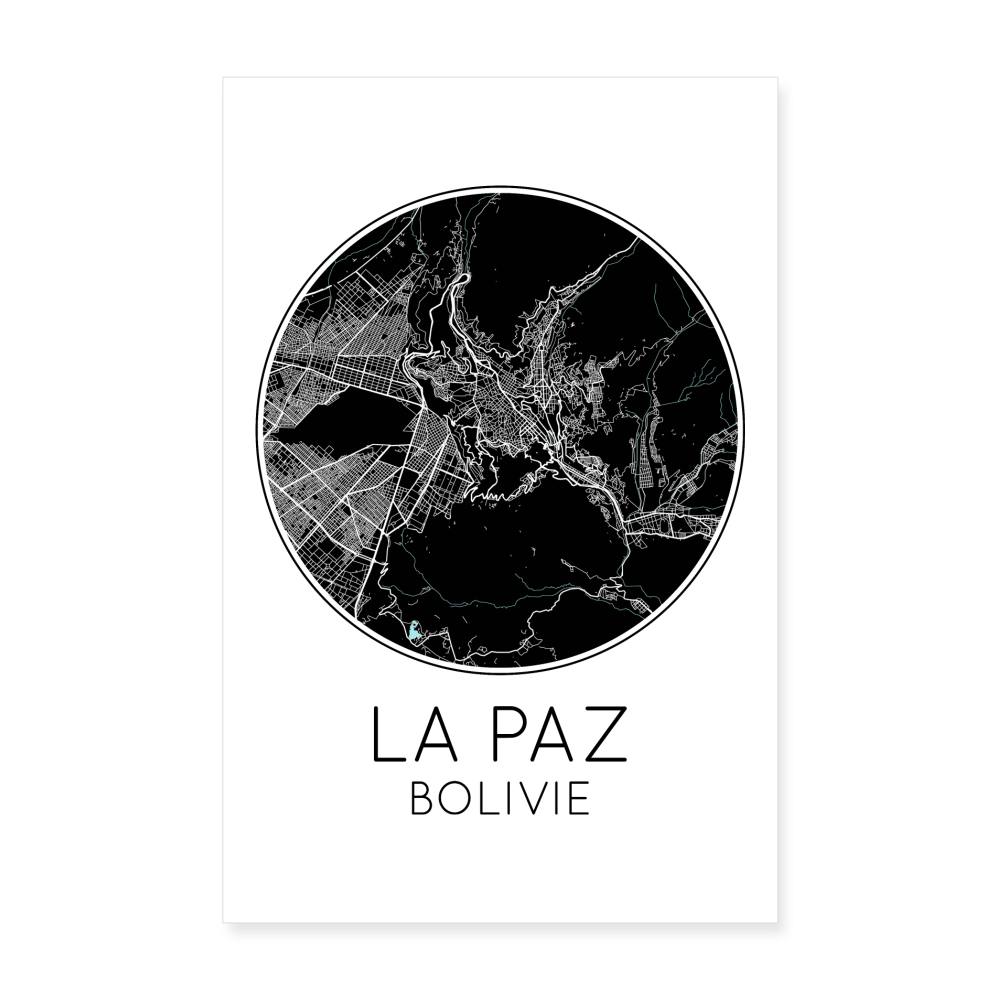 Poster La Paz - Plan La Paz - 20 x 30 cm - blanc