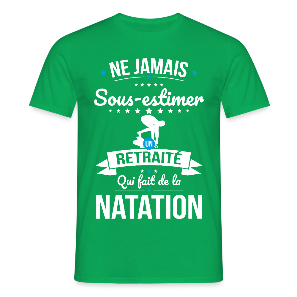 T-shirt Homme - Ne jamais sous-estimer un retraité qui fait de la natation - vert