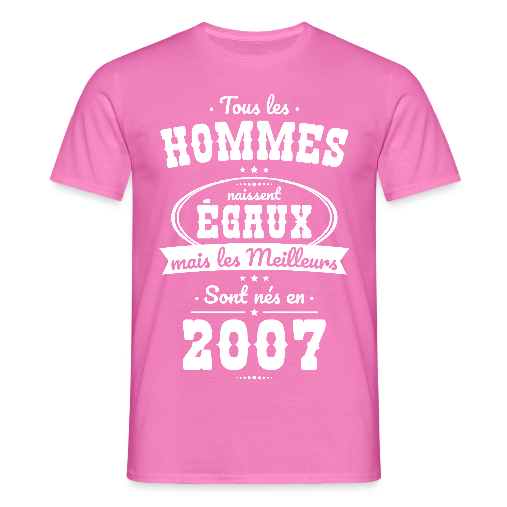 T-shirt Homme - Anniversaire 18 Ans - Les meilleurs sont nés en 2007 - rose