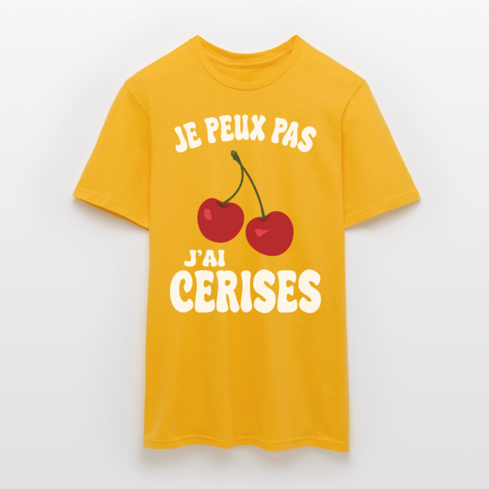 T-shirt Homme - Je peux pas j'ai cerises - jaune