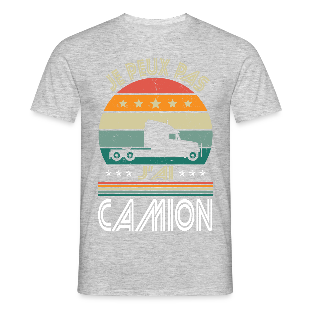 T-shirt Homme - Je peux pas j'ai Camion - gris chiné