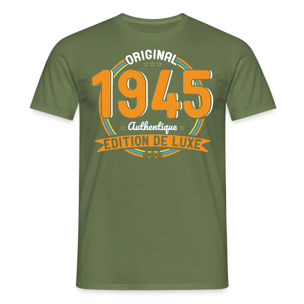 T-shirt Homme - Anniversaire 80 Ans - Original 1945 Authentique - vert militaire