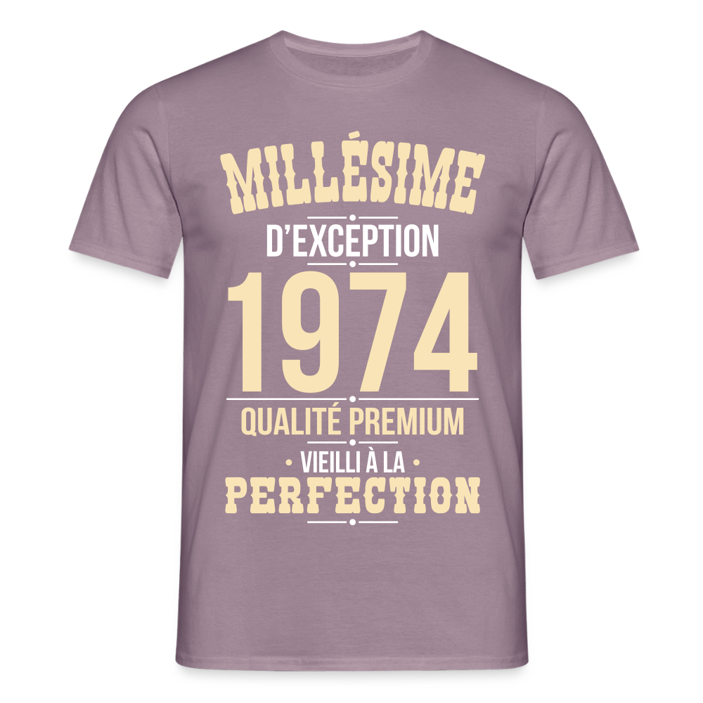 T-shirt Homme - Anniversaire 51 Ans - Millésime 1974 - mauve gris