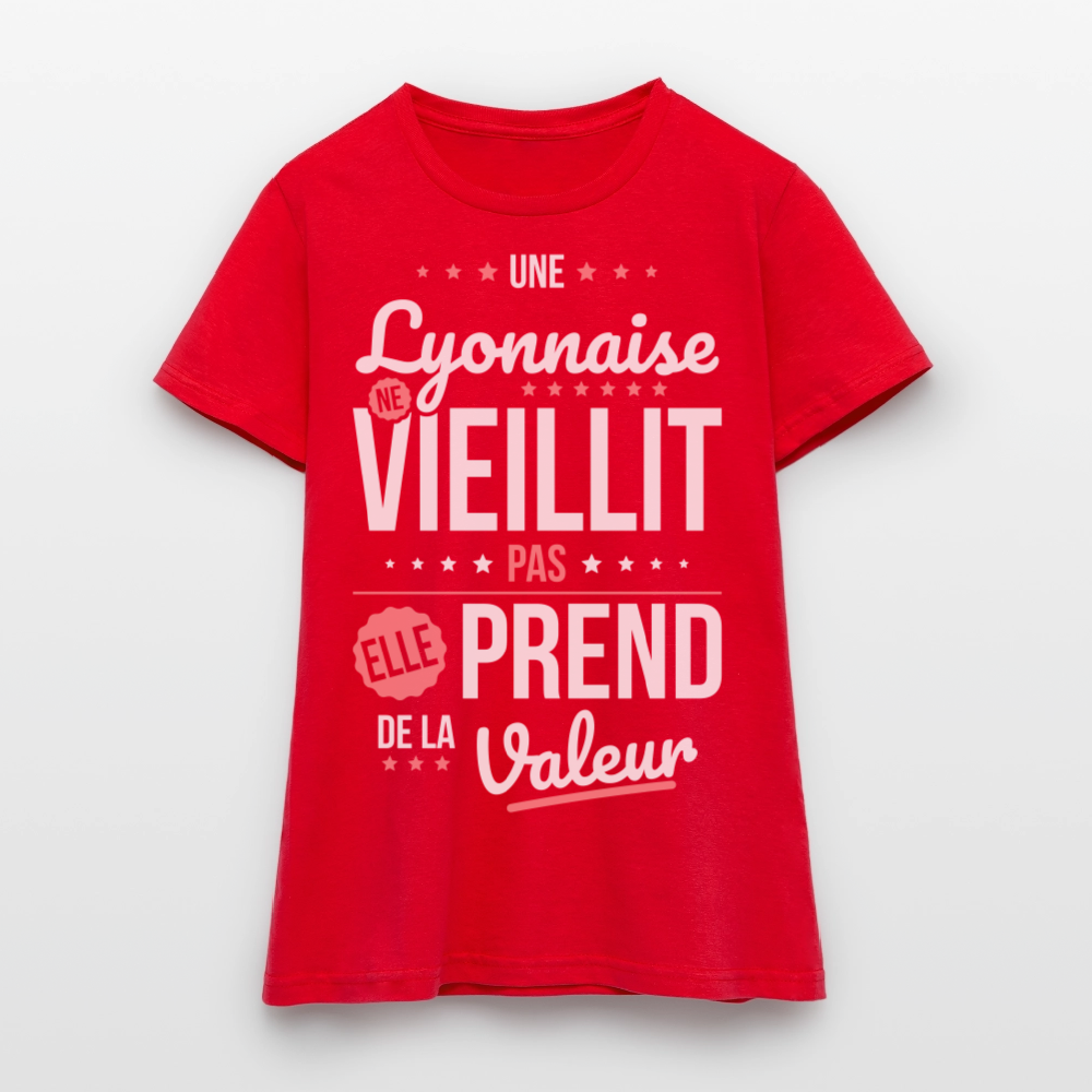T-shirt Femme - Une Lyonnaise ne vieillit pas - rouge